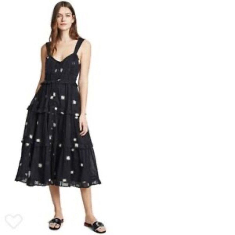 Daisy Embroidered Polka Dot Dress